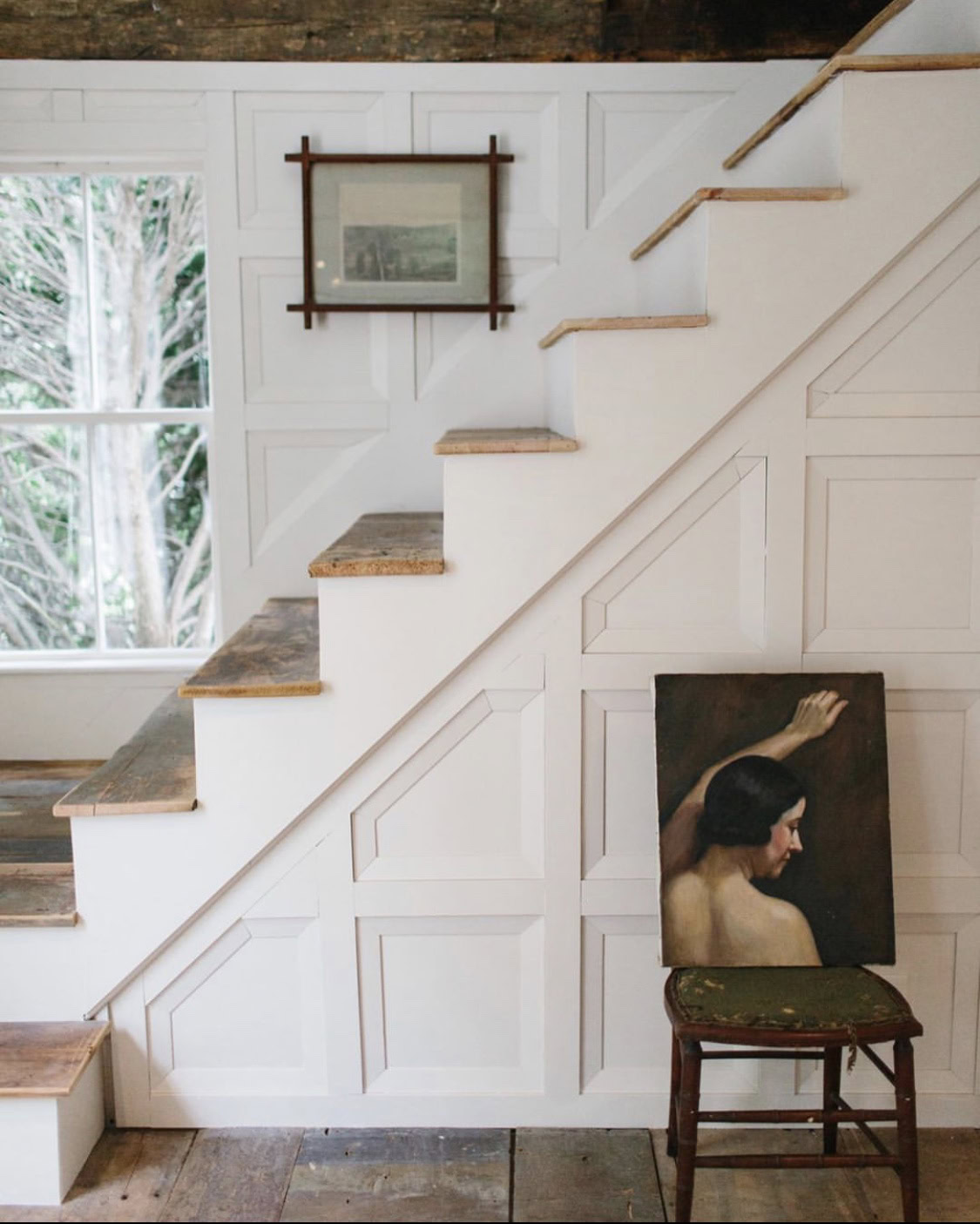 Wood-paneled walls with classic design in a cozy home setting.