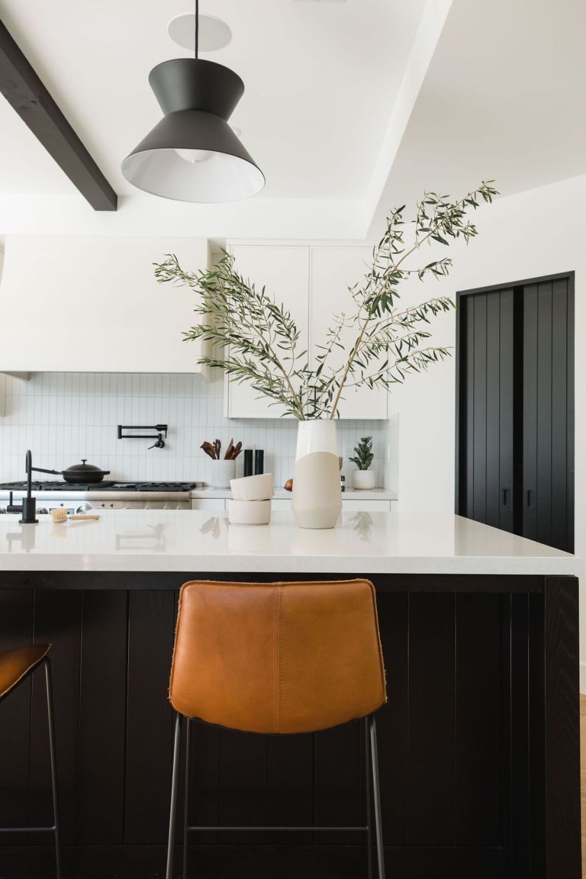 Contemporary kitchen design with minimalist decor and natural accents.
