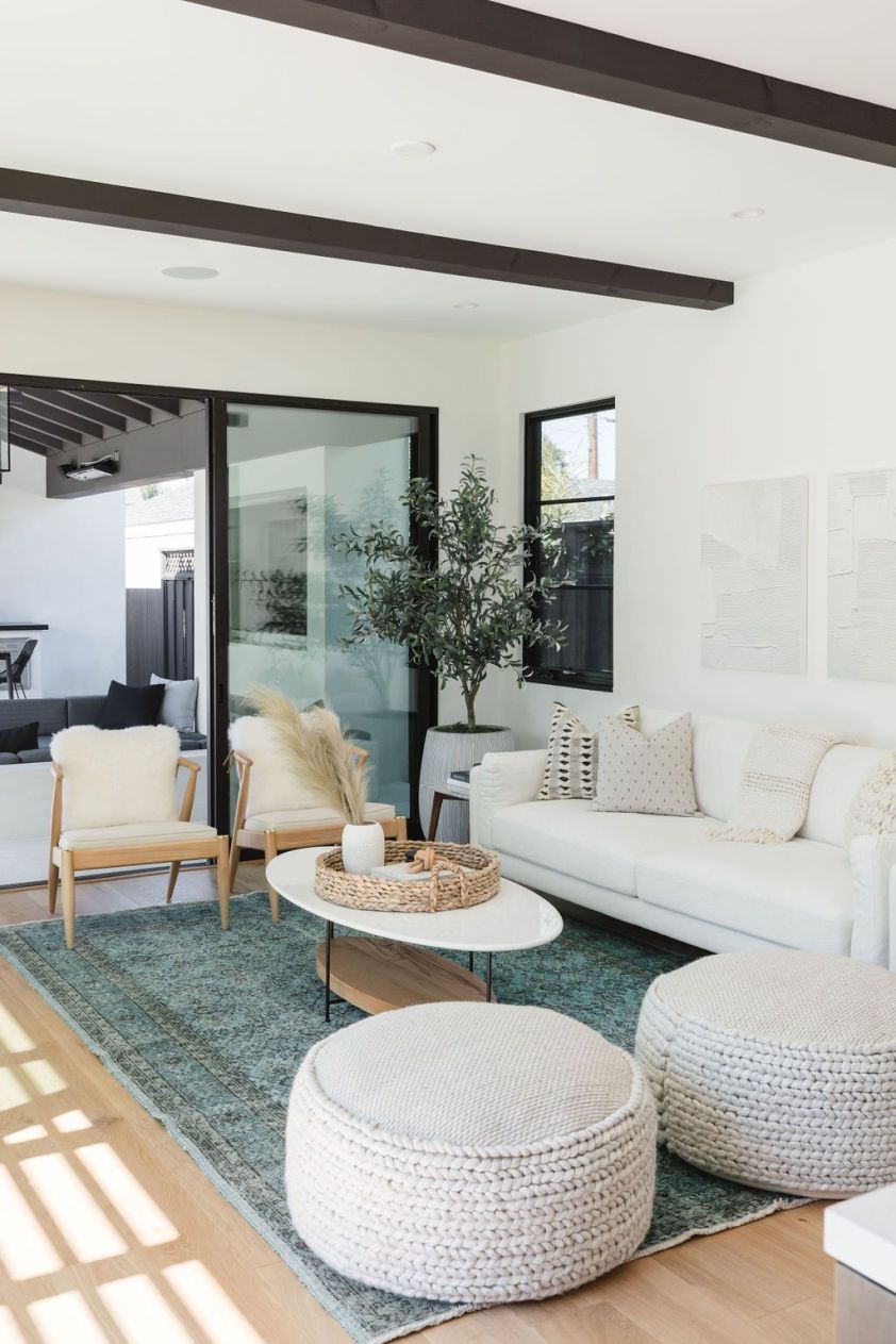 Elegant living room featuring contemporary decor and natural light.