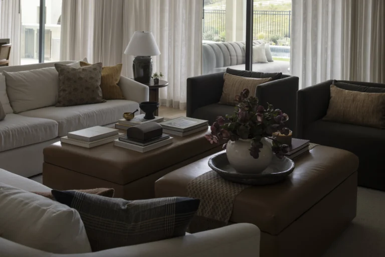 Elegant living room interior with comfortable sofas and stylish accents.