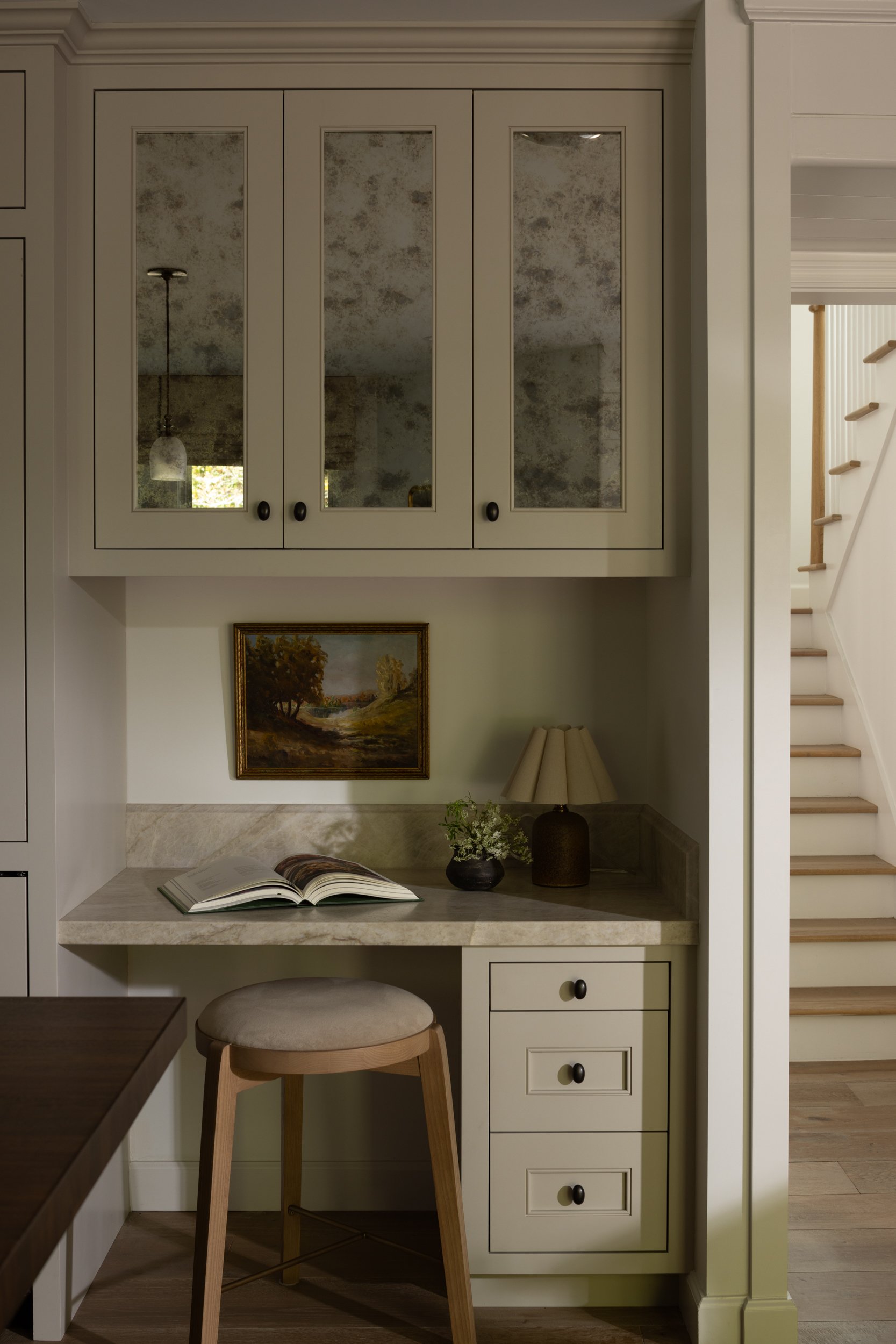 Custom cabinetry and workspace for a stylish, functional home office.