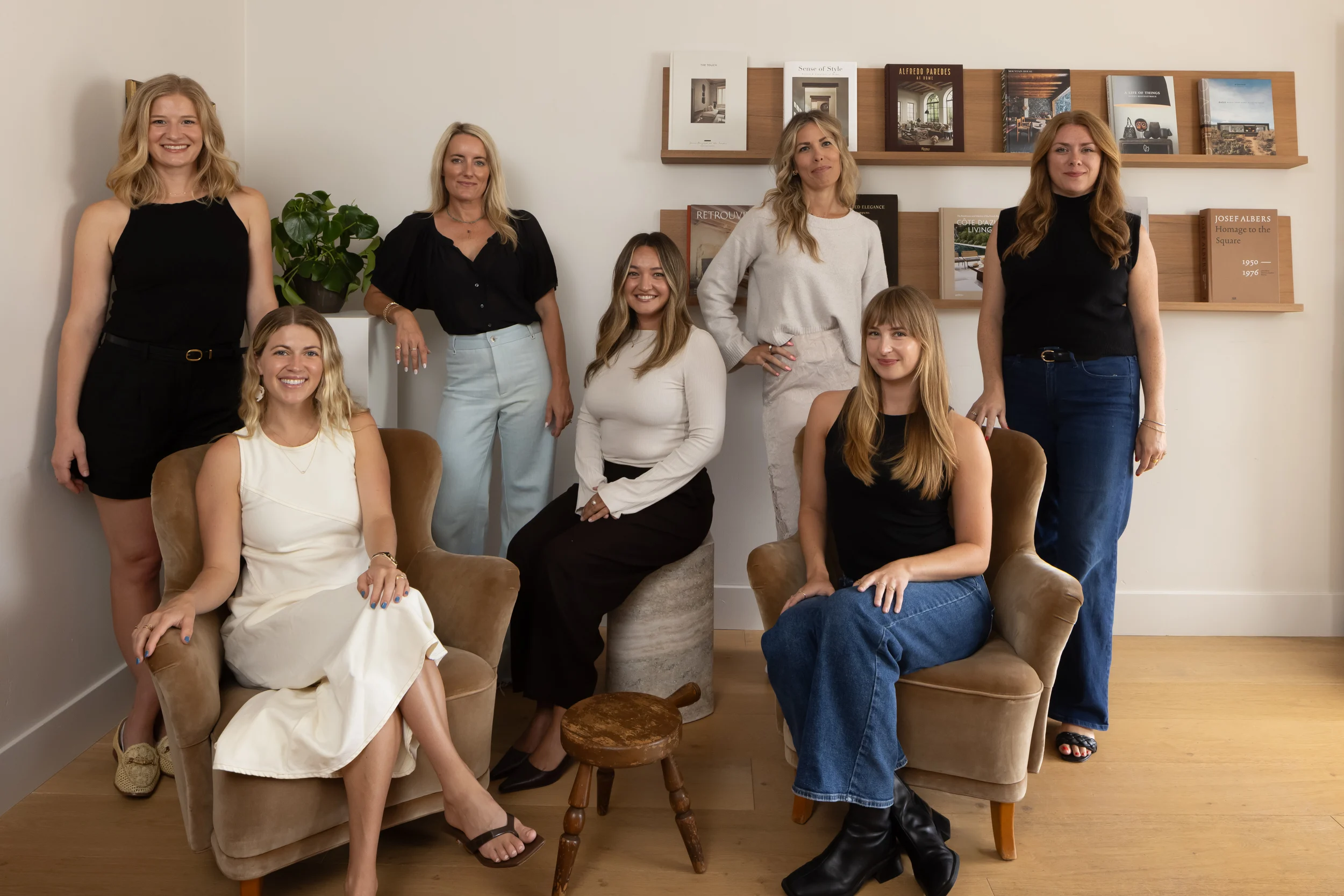 Group of women in a modern interior design showroom at South Harlow Interiors.